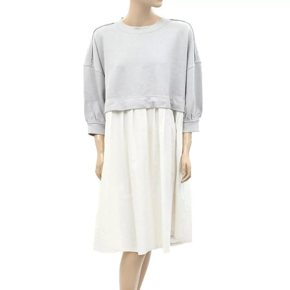 Free People Eleanor Sweatshirt Tunic Dress Oversized Cotton Solid XL New 273114